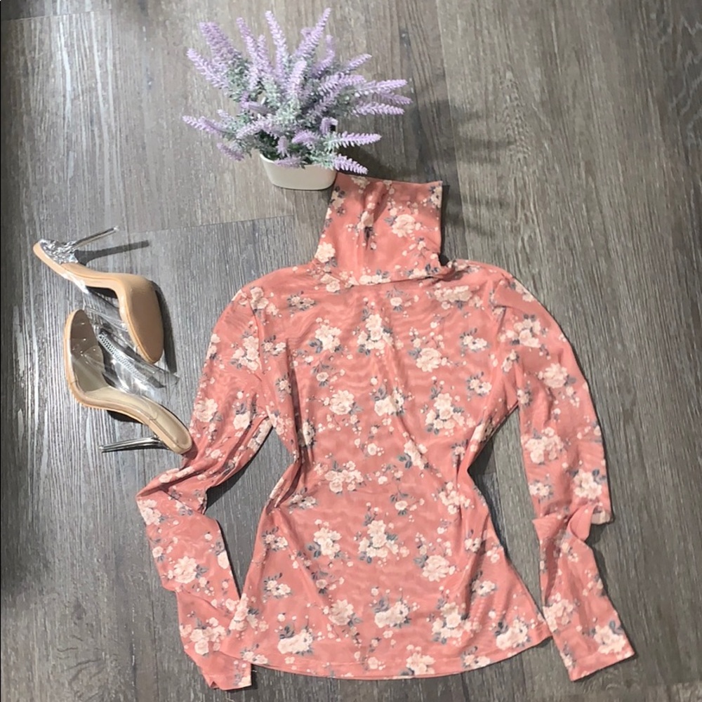 Sheer Floral Turtleneck!